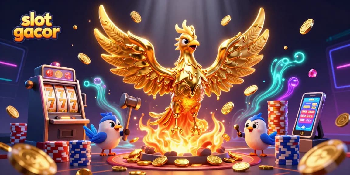 Experience the thrill of slot gacor with a golden phoenix in this vibrant casino scene.