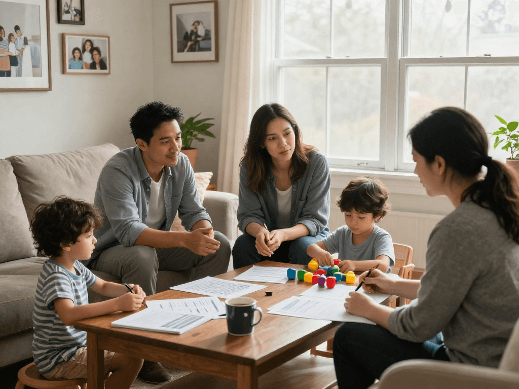Families seeking credit relief Canada through financial counseling in a warm home setting.