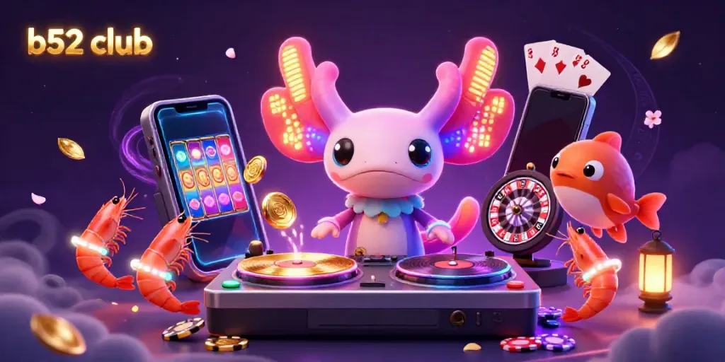 Engage in thrilling gaming at b52 club with vibrant 3D characters and slot game action.