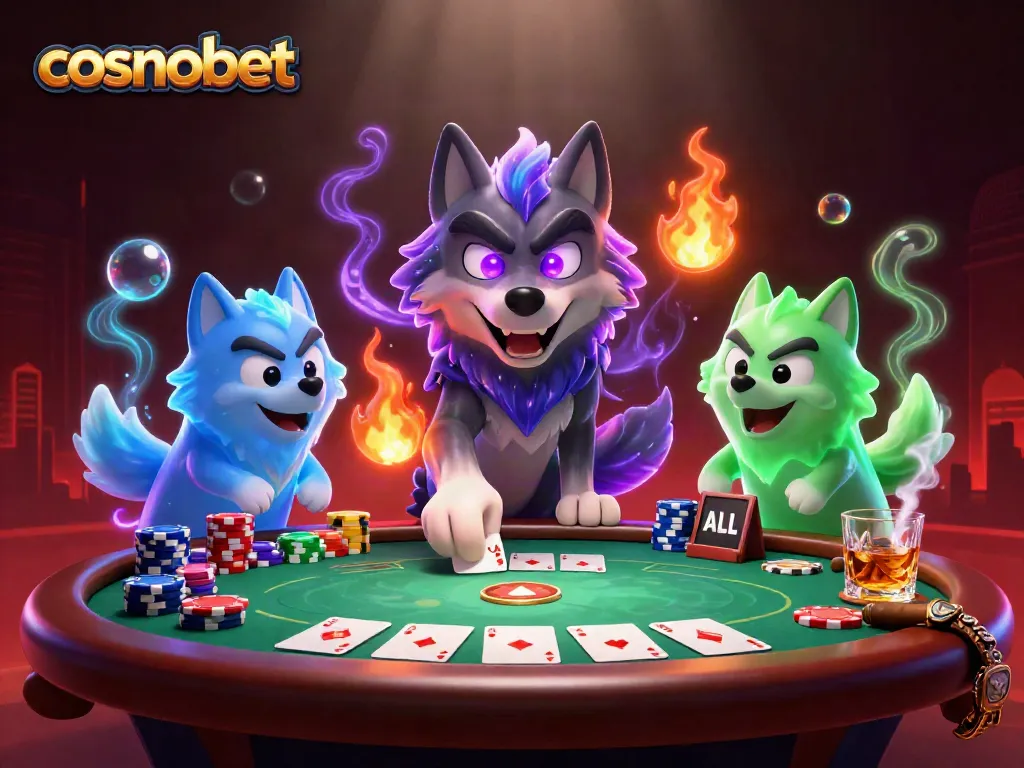 Experience thrilling poker action with cosmobet's detailed 3D illustration featuring dynamic casino elements.