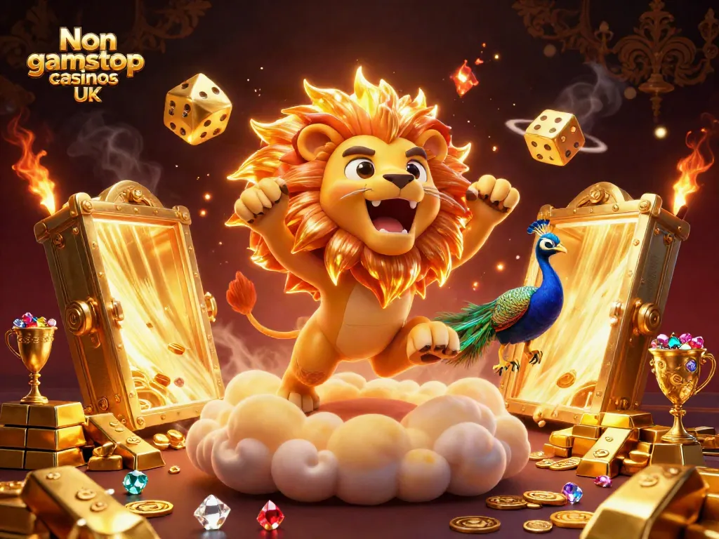 Experience the excitement at Non gamstop casinos UK with vibrant treasures and gaming elements in a dynamic casino scene.