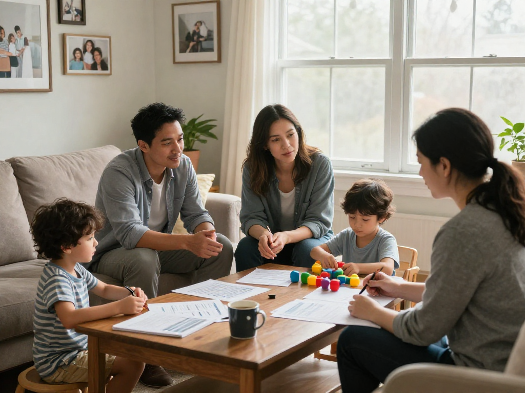 Families seeking credit relief Canada through financial counseling in a warm home setting.