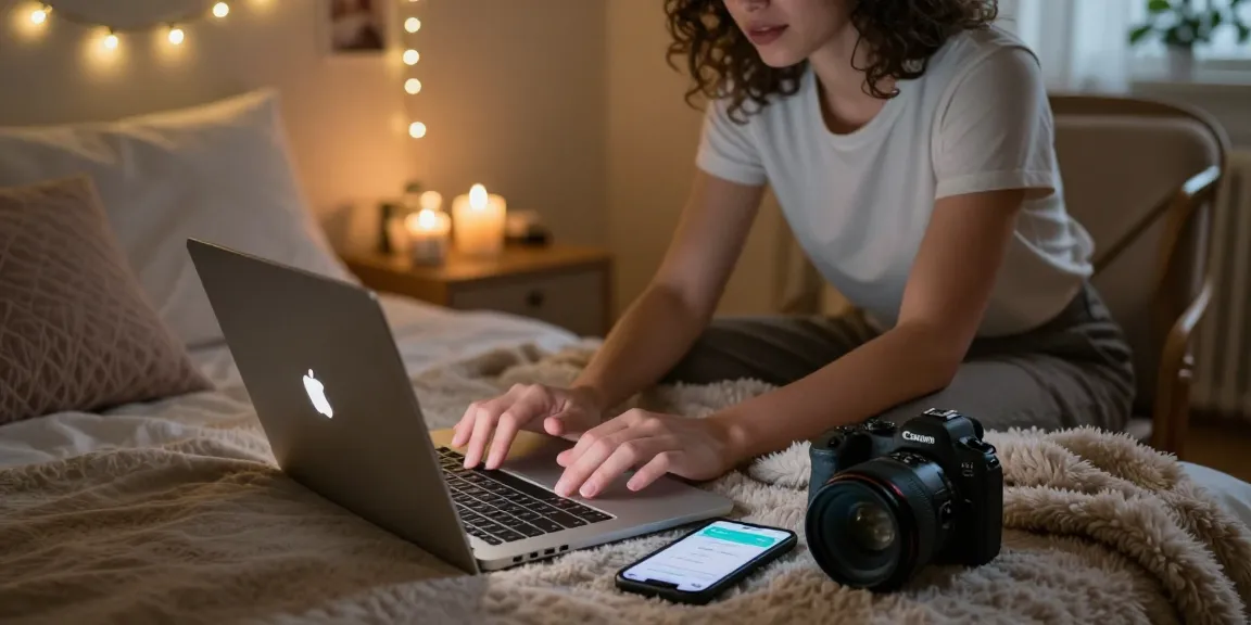 AI sexting interaction in a cozy bedroom with warm lighting.