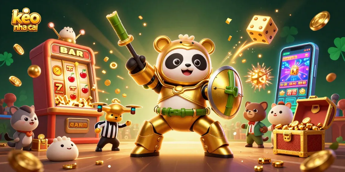 Engage with keo nha cai as a 3D golden panda in a dynamic casino arena filled with excitement.