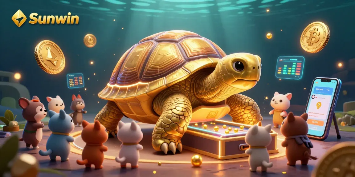 Play games at Sunwin with a delightful colossal tortoise and vibrant crypto elements.
