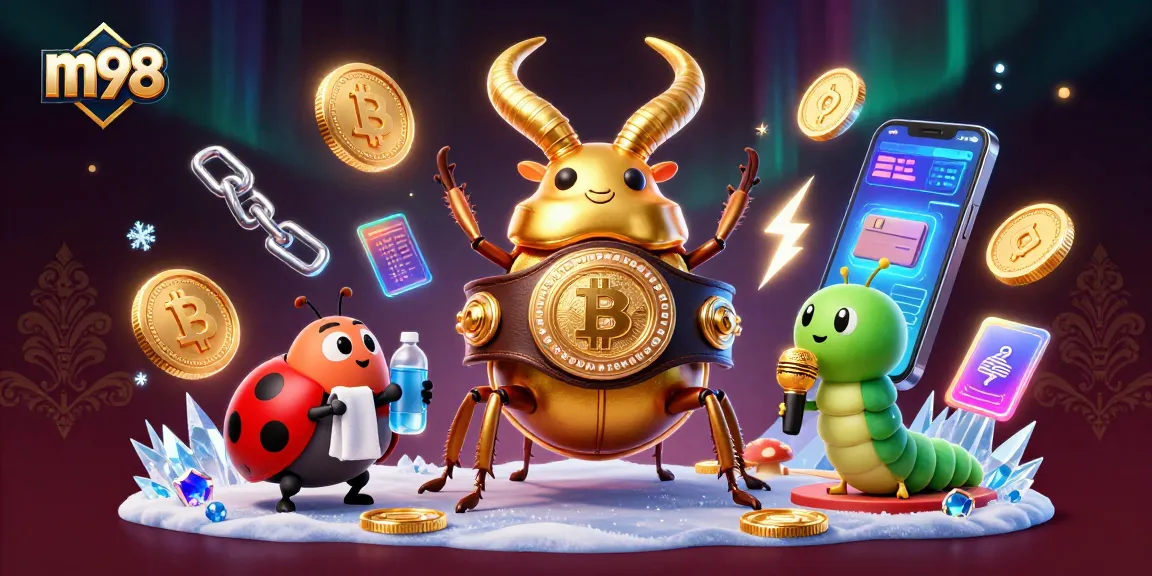 Play exciting m98 games with a vibrant scene featuring engaging characters and casino elements.