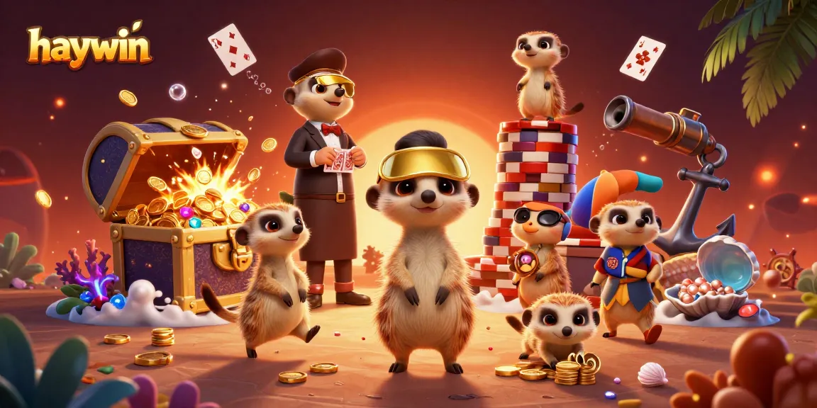 Experience exciting gameplay at Haywin's colorful online casino with meerkats in action.