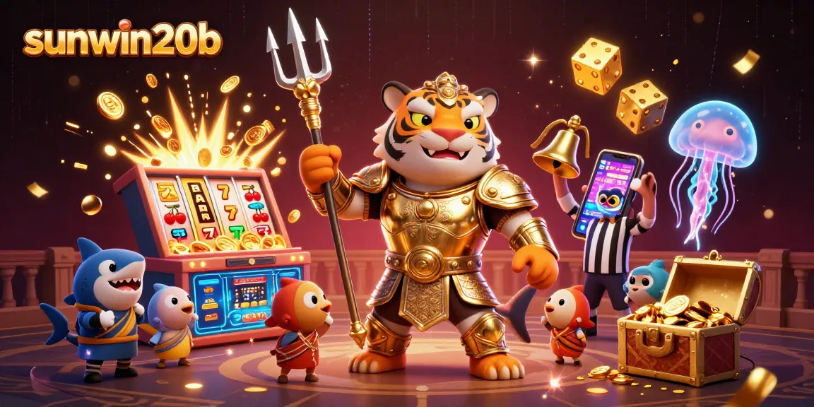 Experience the excitement of sunwin20b with a dramatic underwater casino scene featuring a tiger shark champion.
